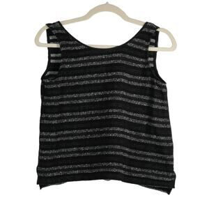 Madewell Knit Tank Top Women XS Black Cotton Blend V Back Oversized Casual
